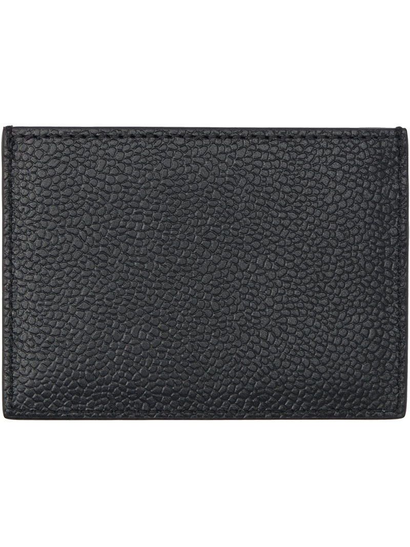 Thom Browne Black Pebble Grain Single Card Holder outlook