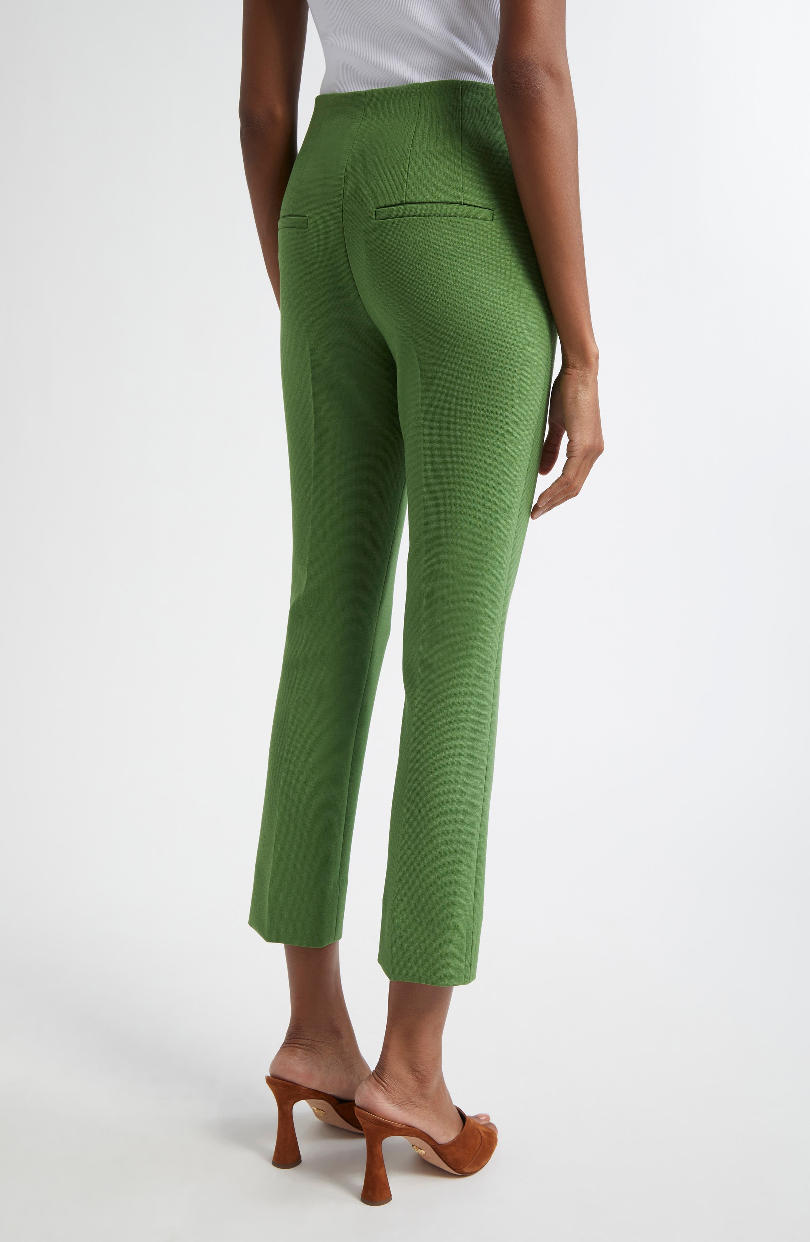 Veronica Beard Kean Clean Waist Pintuck Pleat Crop Pants in Lemongrass at Nordstrom - 3