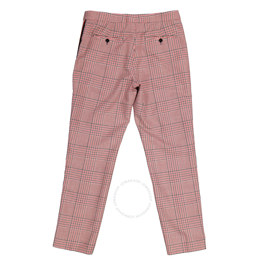 Burberry Ladies Side Stripe Houndstooth Check Wool Tailored Trousers - 2