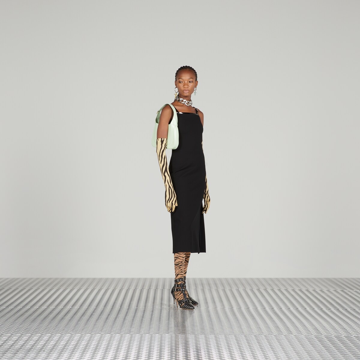 Jersey midi dress with crystal G square - 2