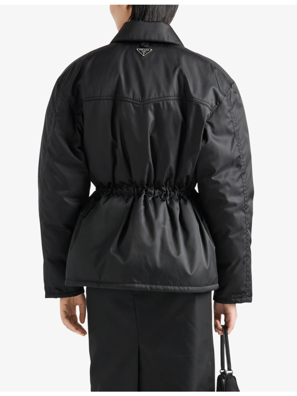 Re-Nylon triangle-logo drawstring-waist shell-down jacket - 3