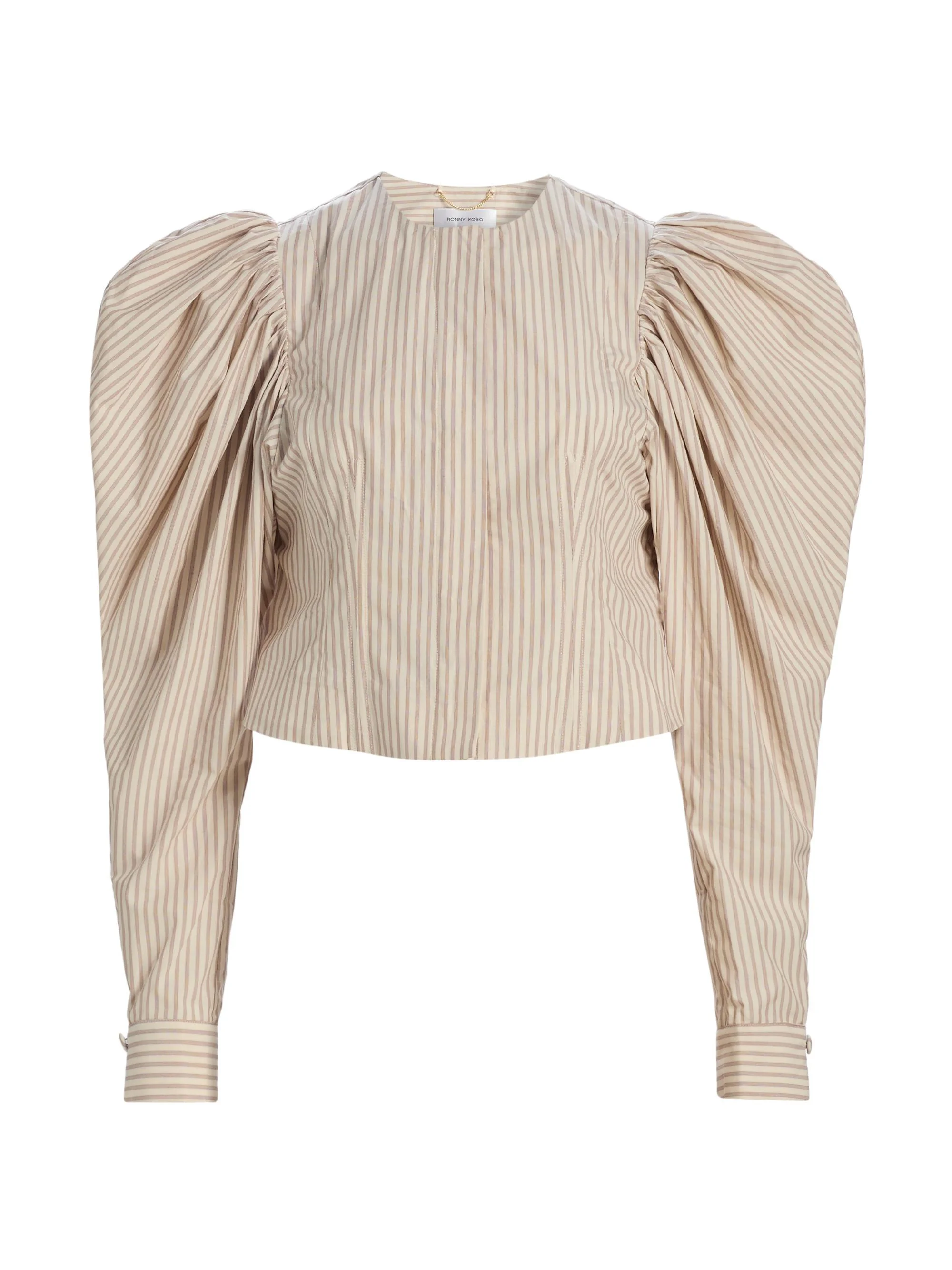 Women's Jiani Striped Cotton Top - Marble - 1