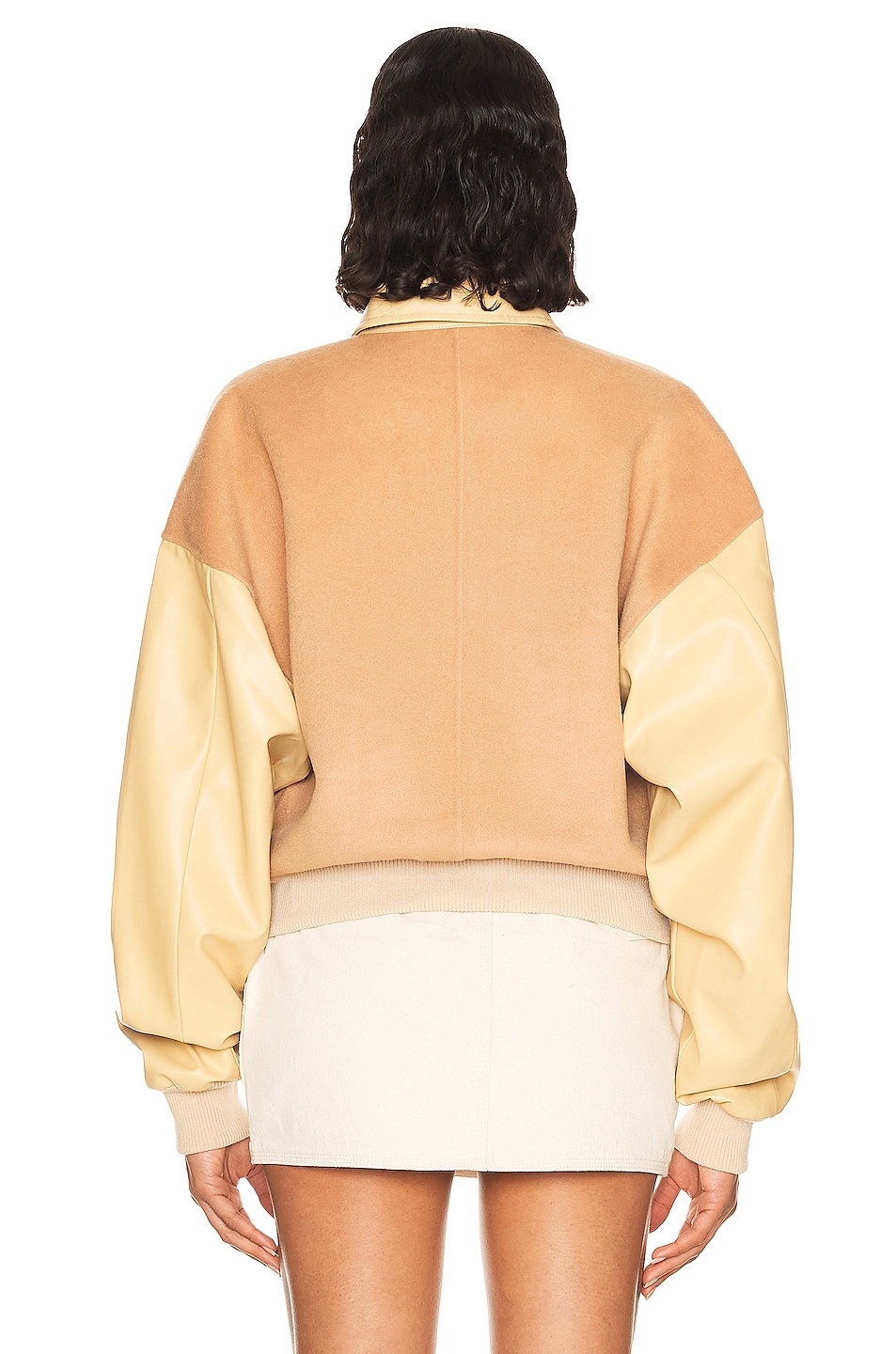 Faux Leather & Wool Blend Bomber - 3