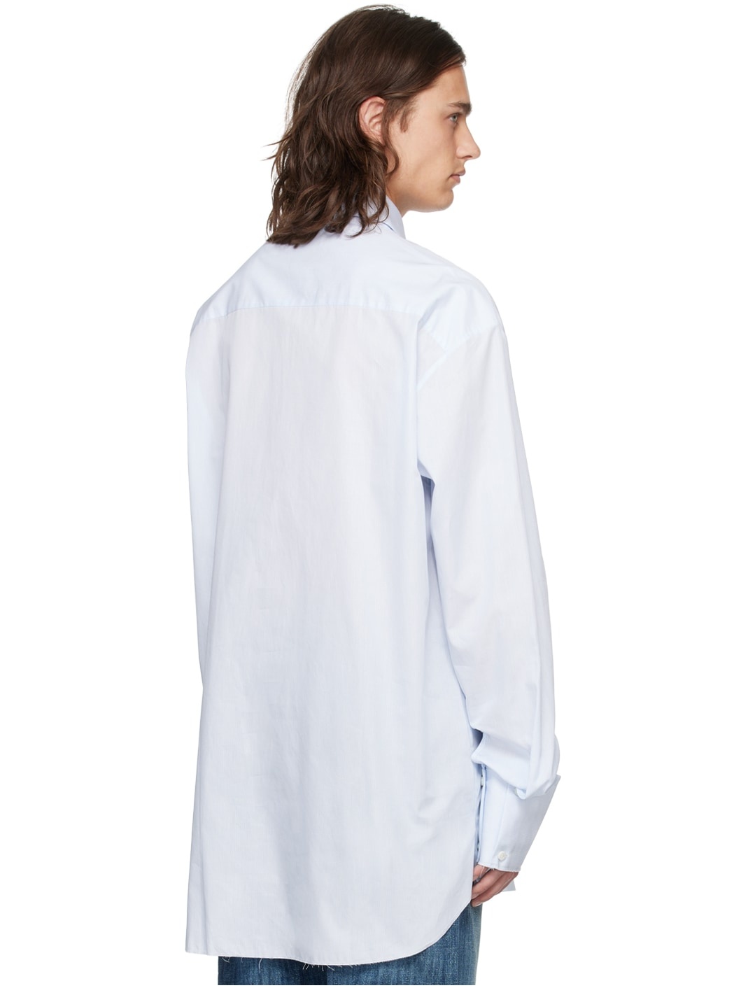 White & Blue Pinstripe Shirt - 3