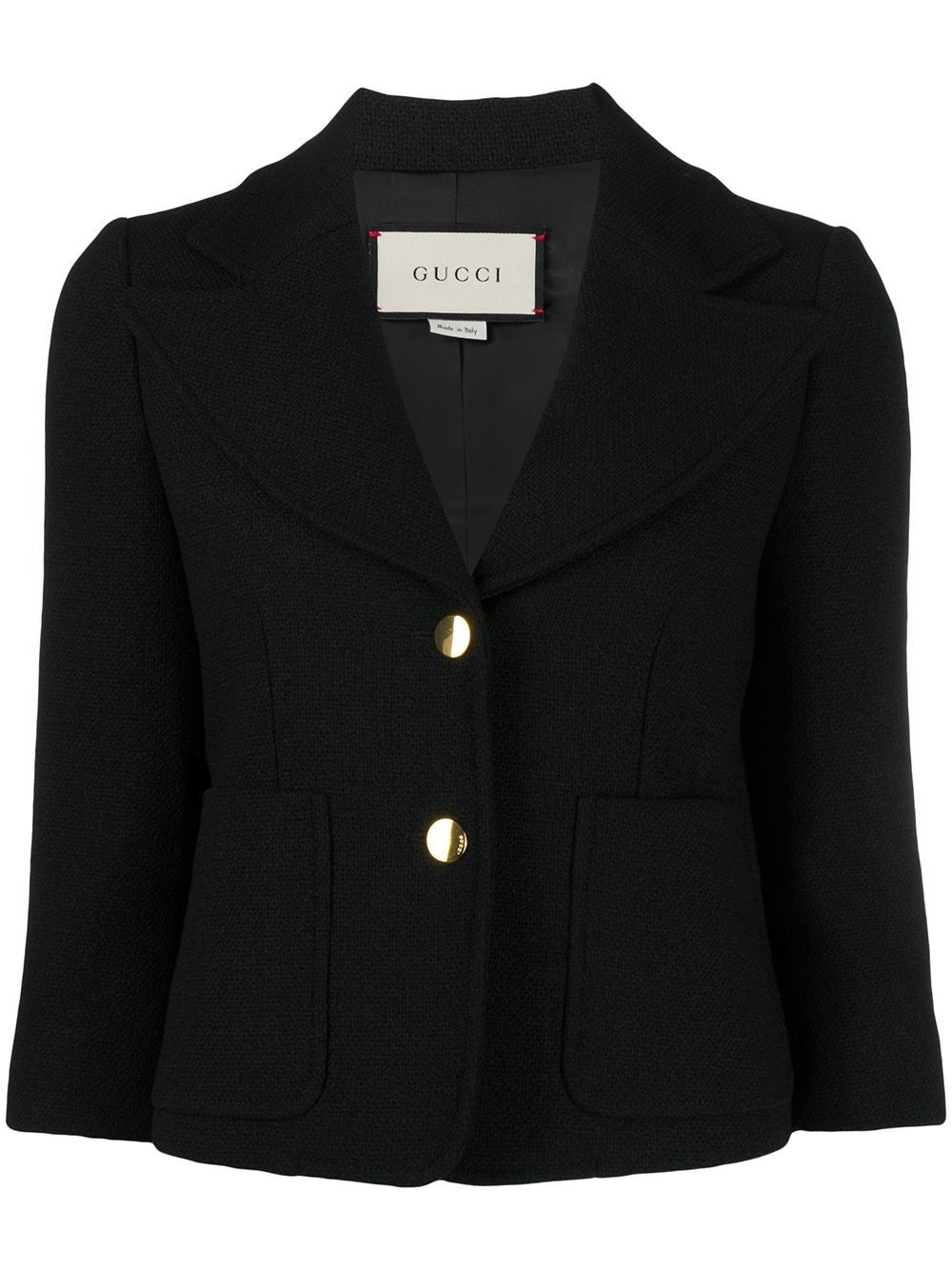 three-quarter-length sleeve bouclé blazer - 1