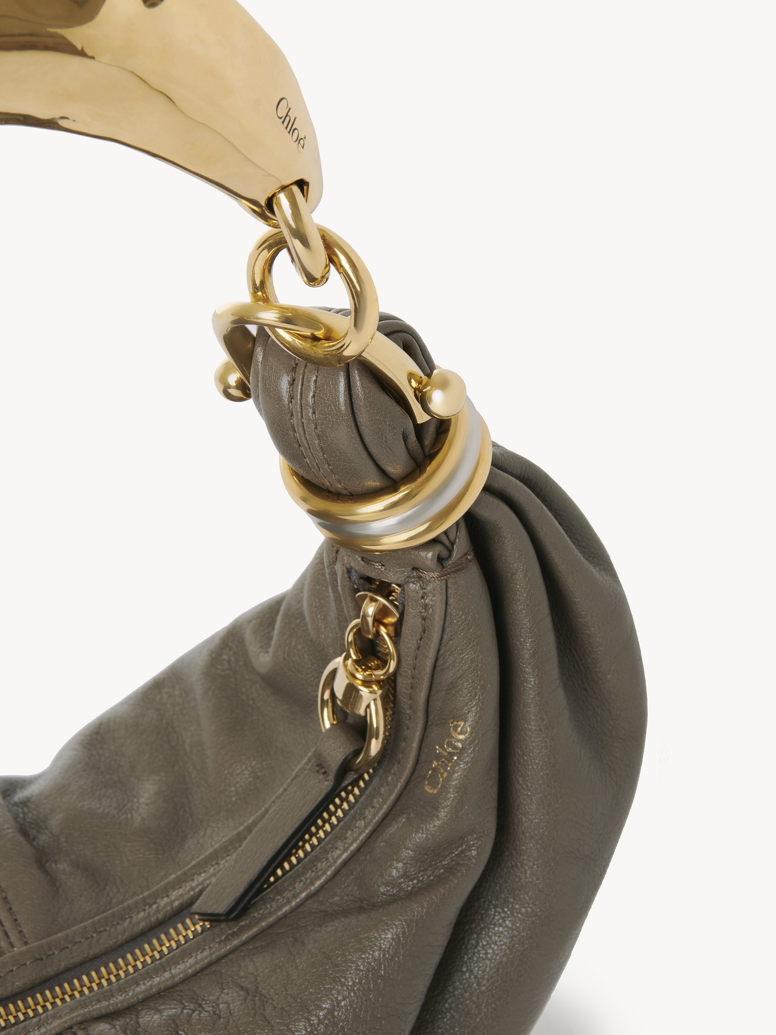 Chloé SMALL BRACELET HOBO BAG IN GRAINED LEATHER | REVERSIBLE