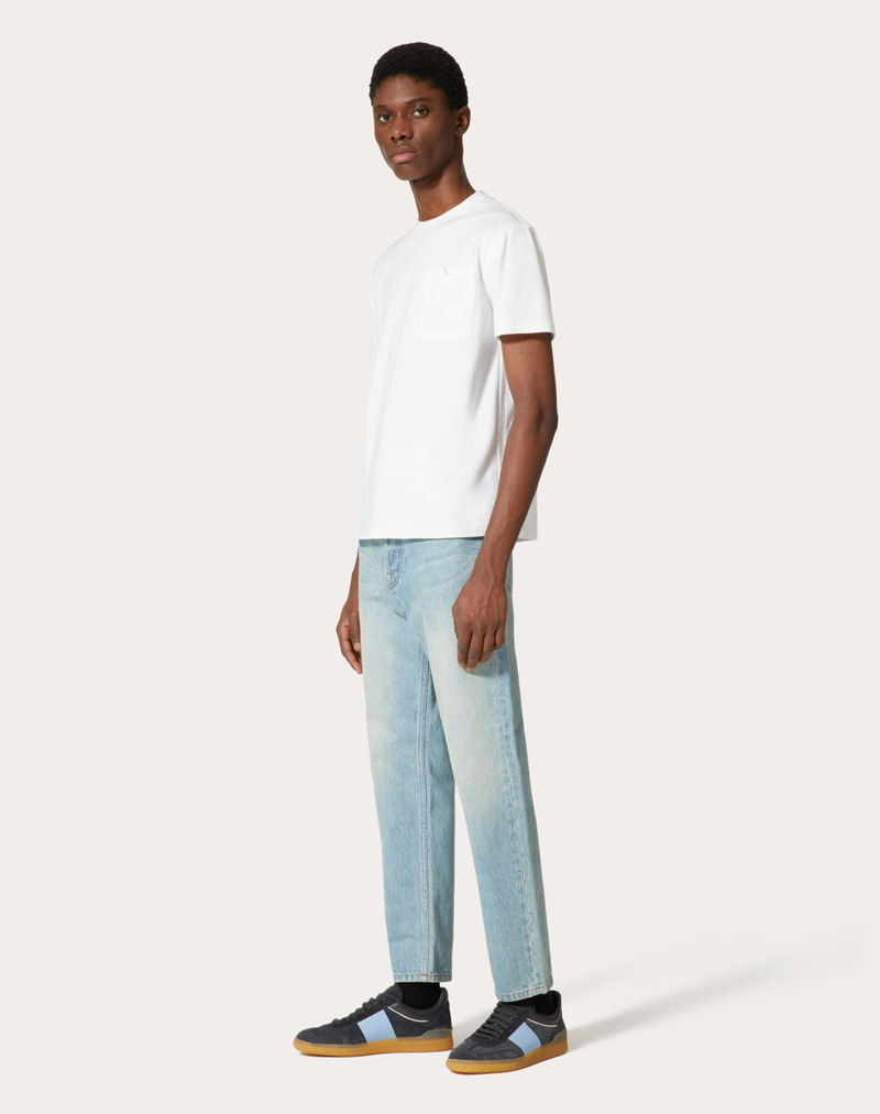 Valentino COTTON T-SHIRT WITH TOPSTITCHED V DETAIL outlook