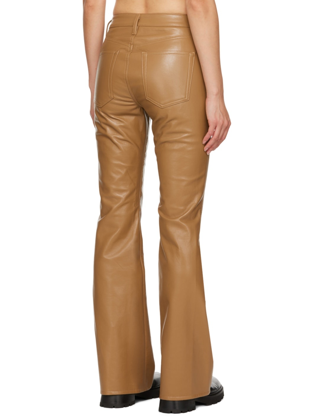 Tan Lilah Leather Pants - 3