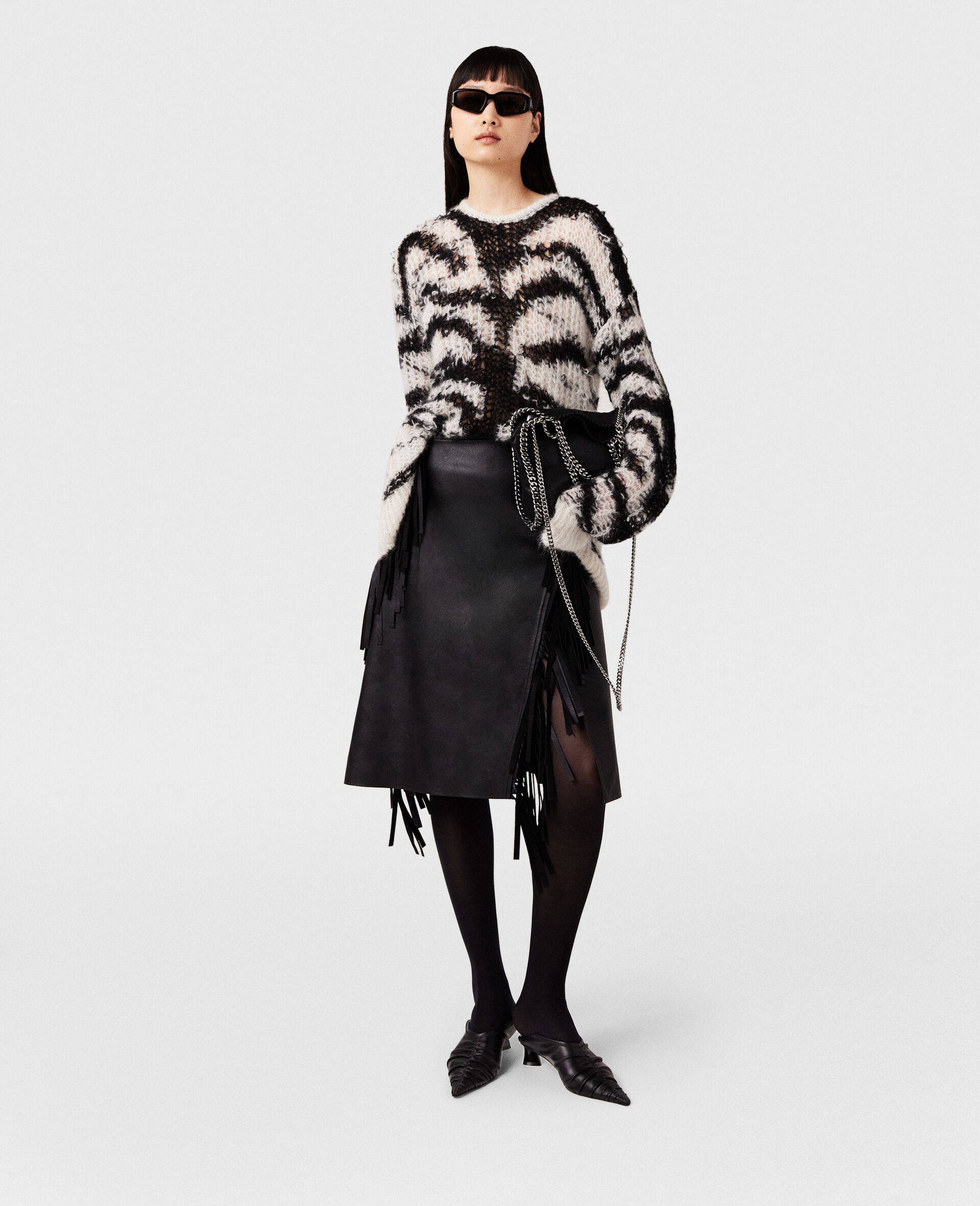 Tiger Pattern Open-Knit Sweater - 4