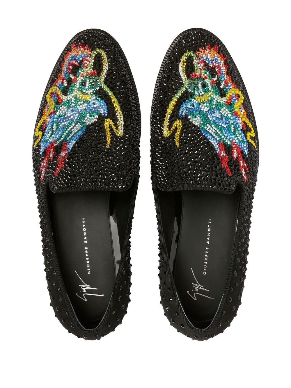 rhinestone-embellished dragon-motif loafers - 4
