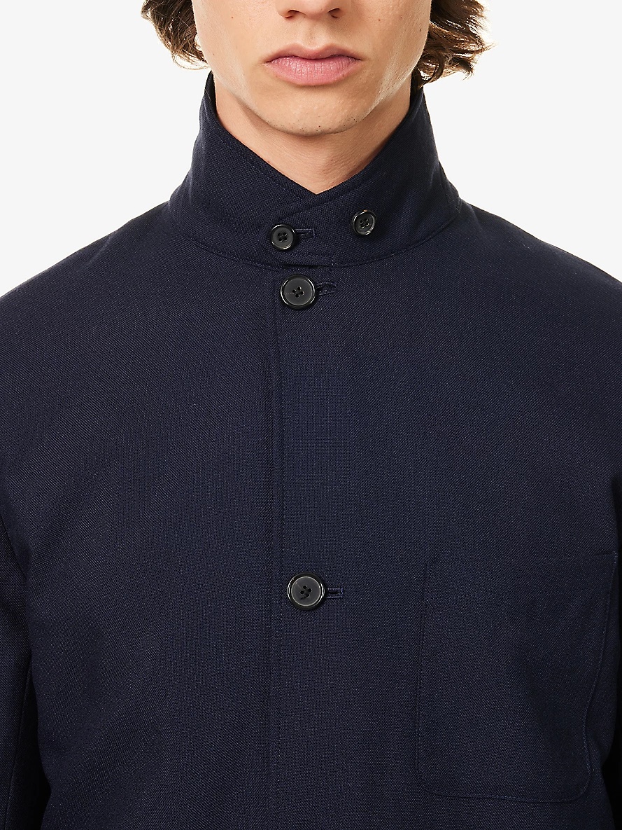 Funnel-neck patch-pocket wool jacket - 5