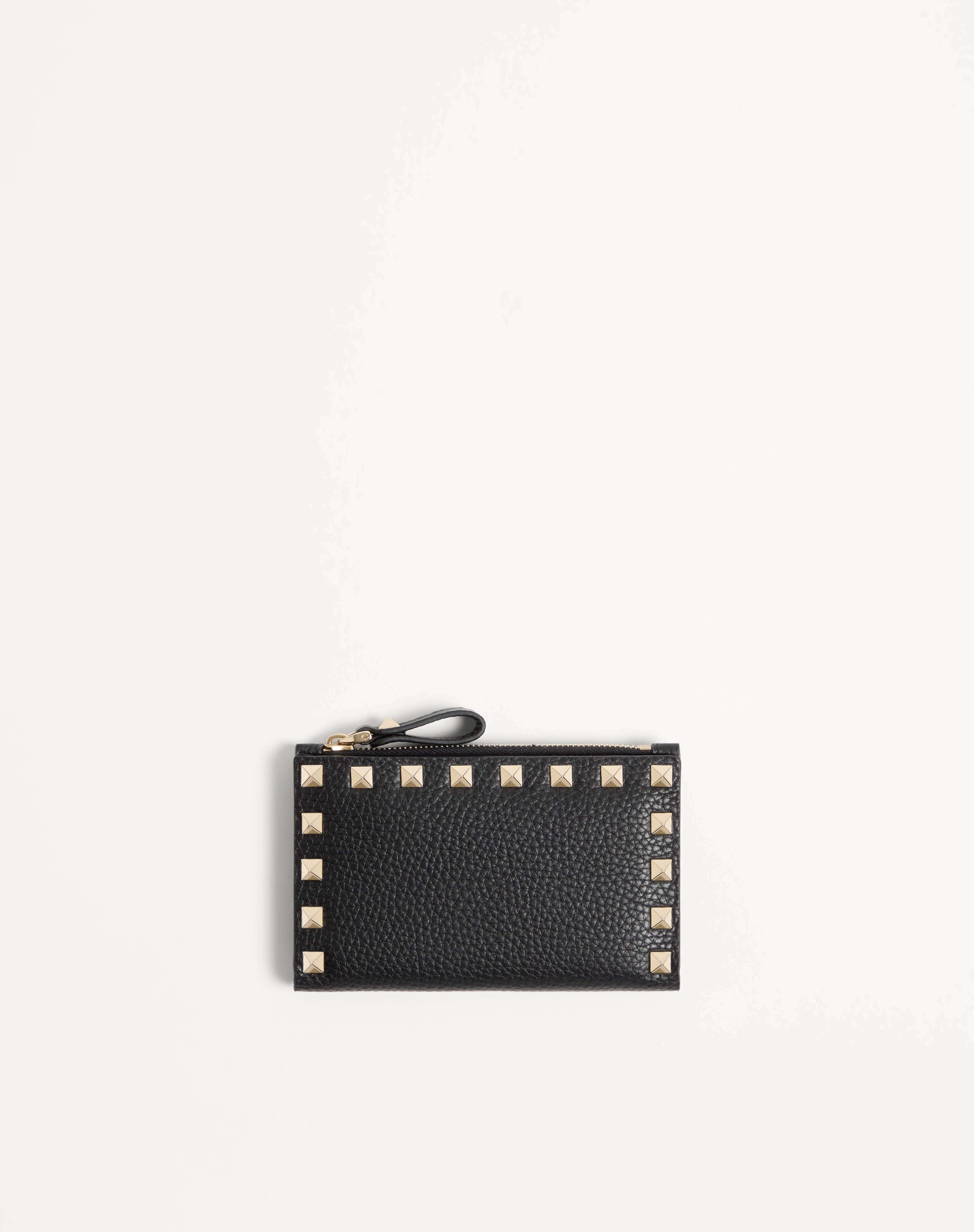 ROCKSTUD GRAINY CALFSKIN CARDHOLDER WITH ZIPPER - 1