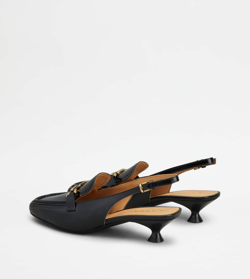 Tod's SLINGBACK LOAFERS IN LEATHER - BLACK outlook