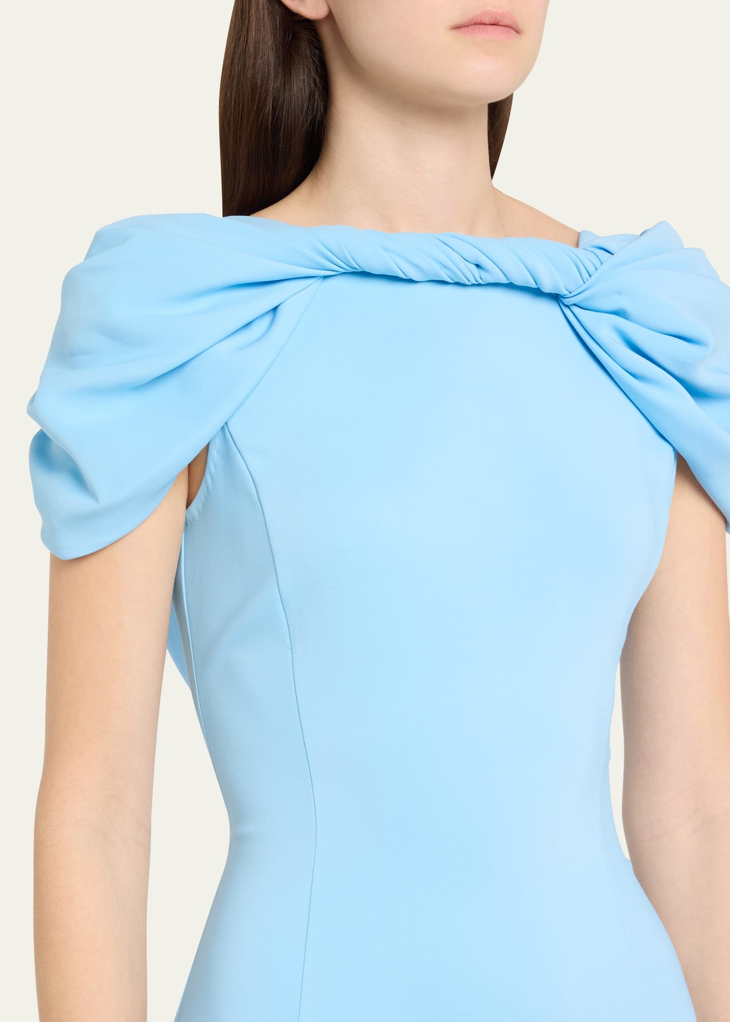 Cap-Sleeve Twisted Cape Cocktail Dress - 5