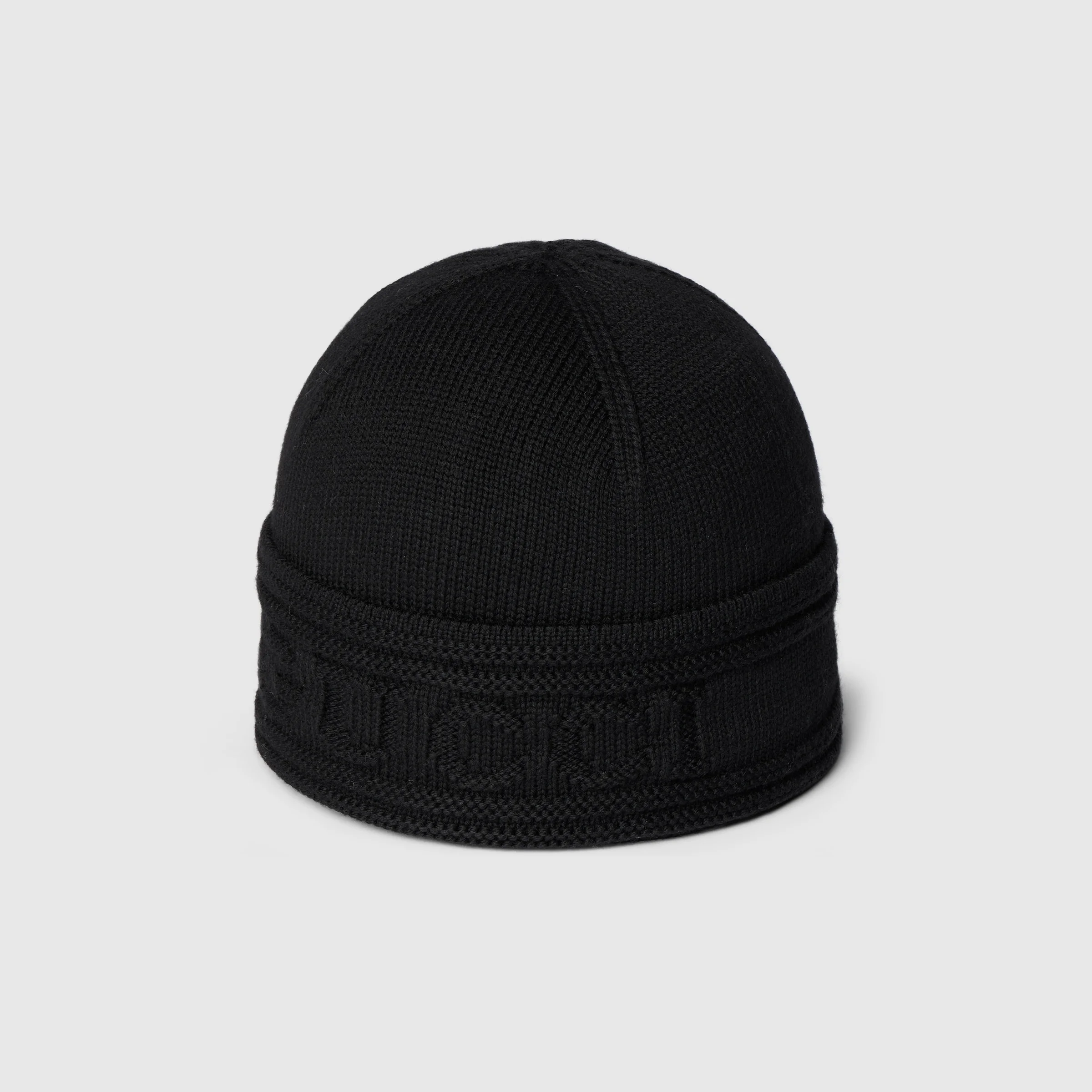 Knit wool hat with Gucci logo - 1
