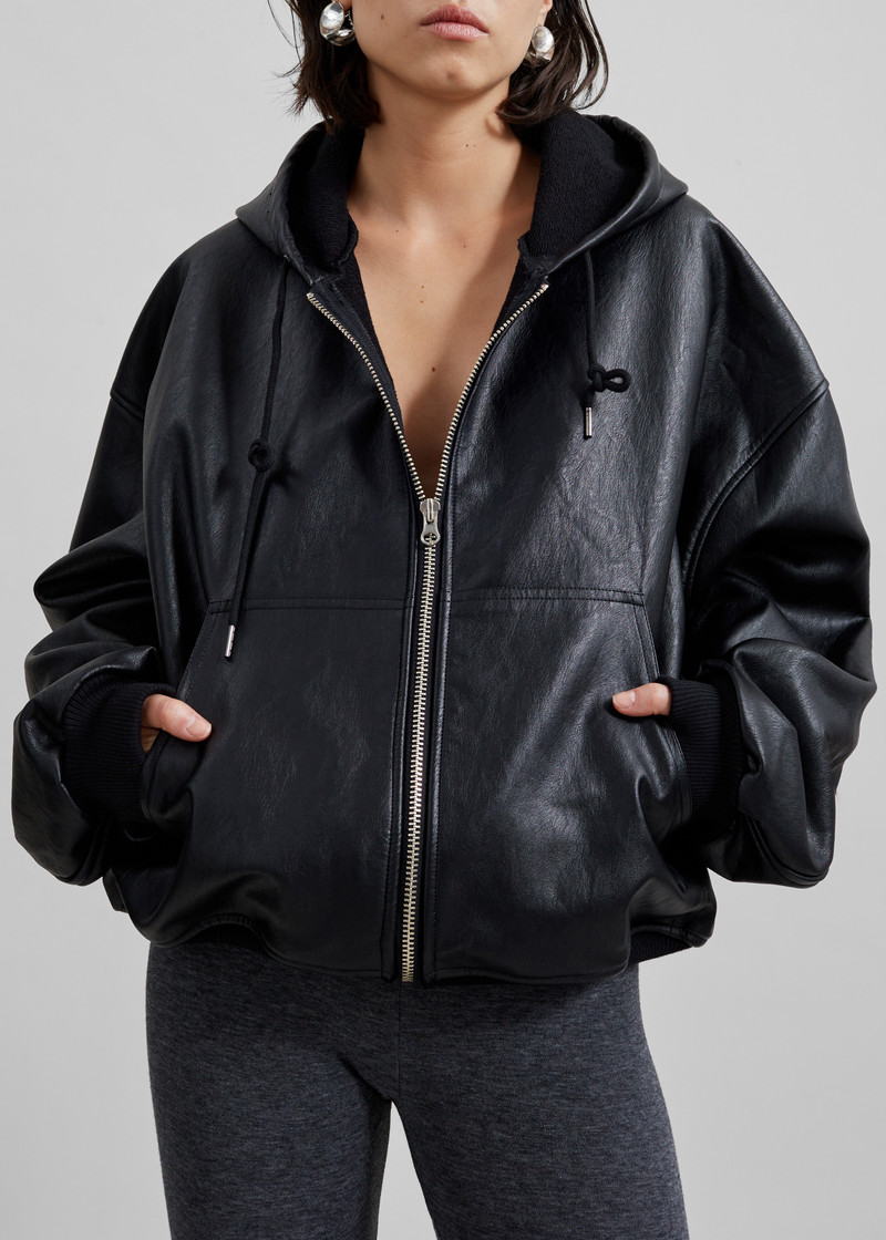 Santiago Faux Leather Jacket - Black 5