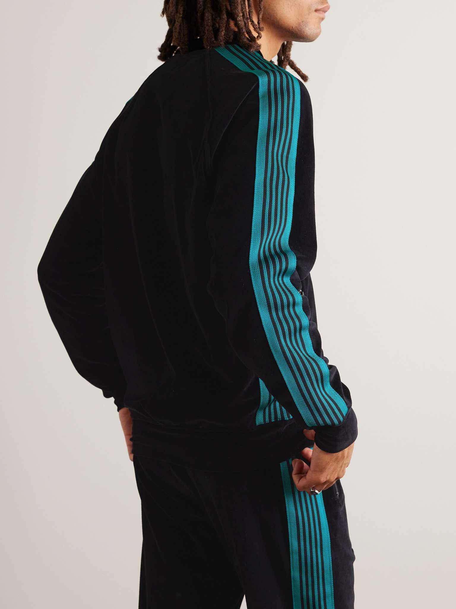 R.C. Webbing-Trimmed Cotton-Blend Velour Track Jacket - 3