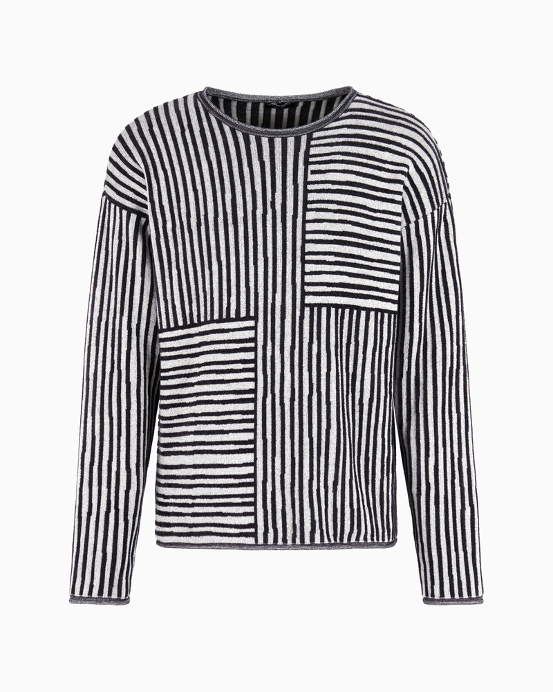 CREW-NECK JUMPER IN A VISCOSE AND COTTON JACQUARD 1