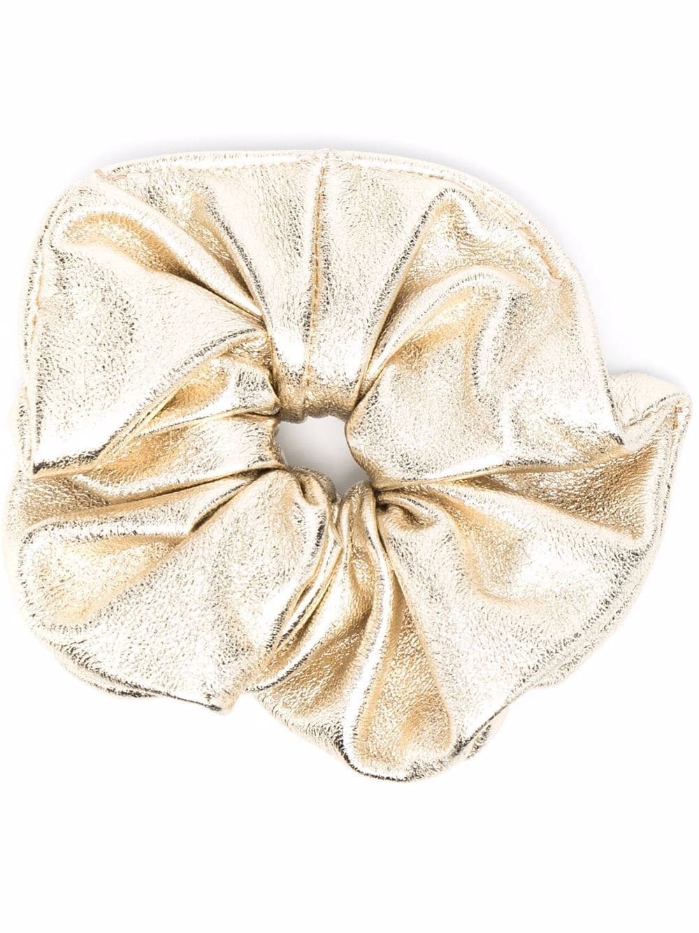 metallic ruched leather hair scrunchie - 1