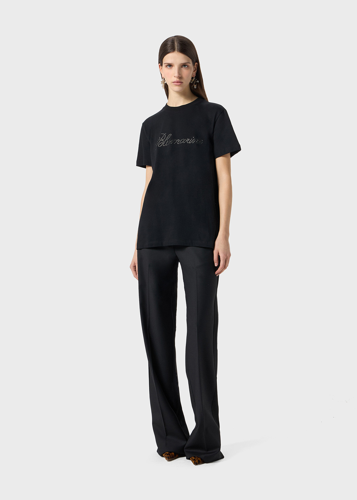 JERSEY T-SHIRT WITH BLUMARINE LOGO EMBROIDERY IN RHINESTONES - 2