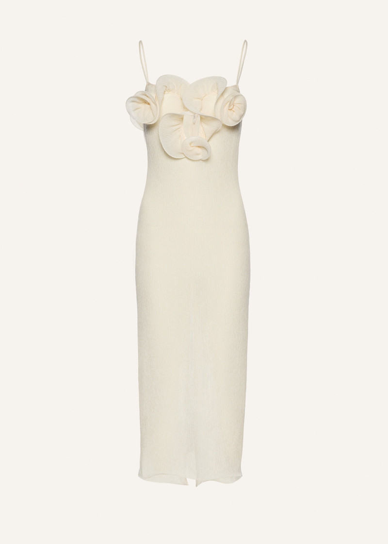 Sleeveless crepe beach maxi dress in cream 1