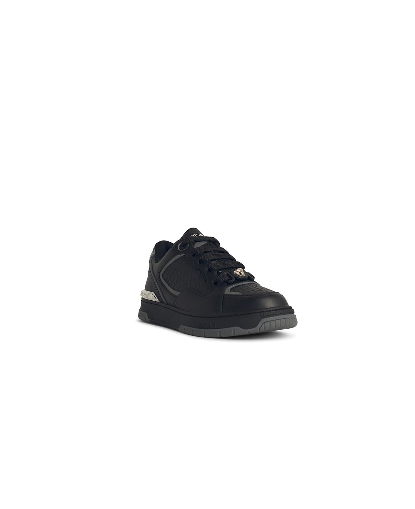 'greca' Black Leather Blend Sneakers - 2