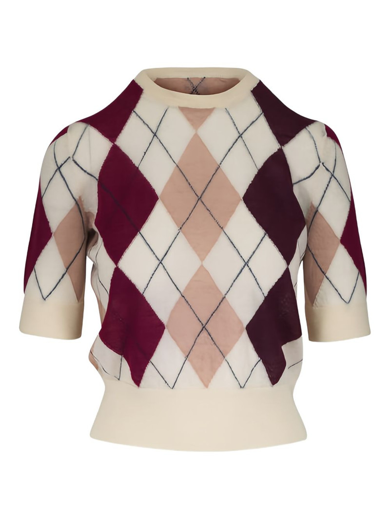 argyle-pattern short-sleeves top 1