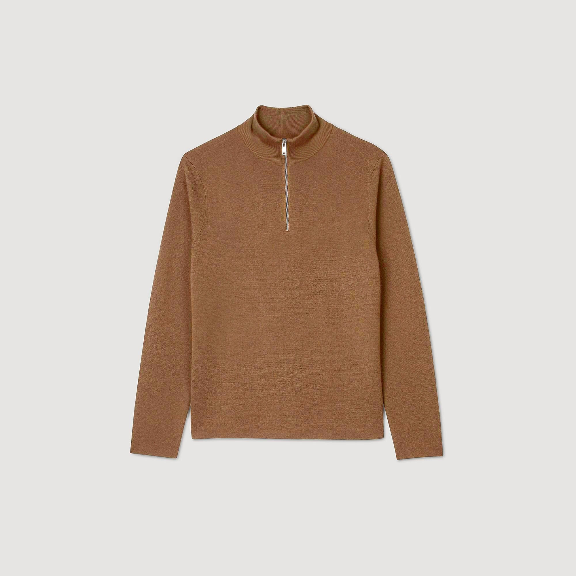 WOOL SWEATER WITH ZIP COLLAR - 6