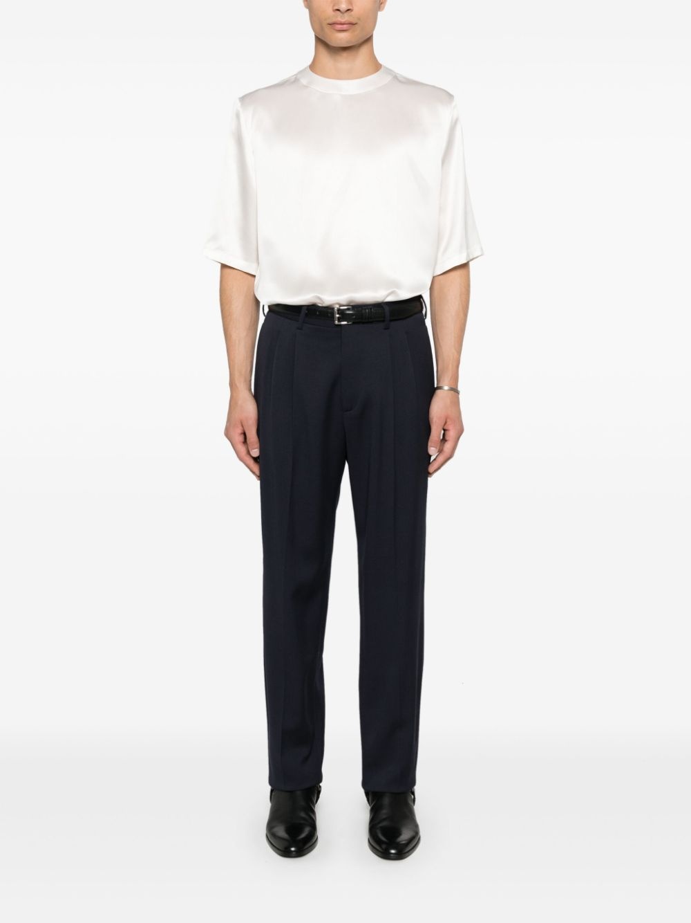 round-neck silk T-shirt - 2