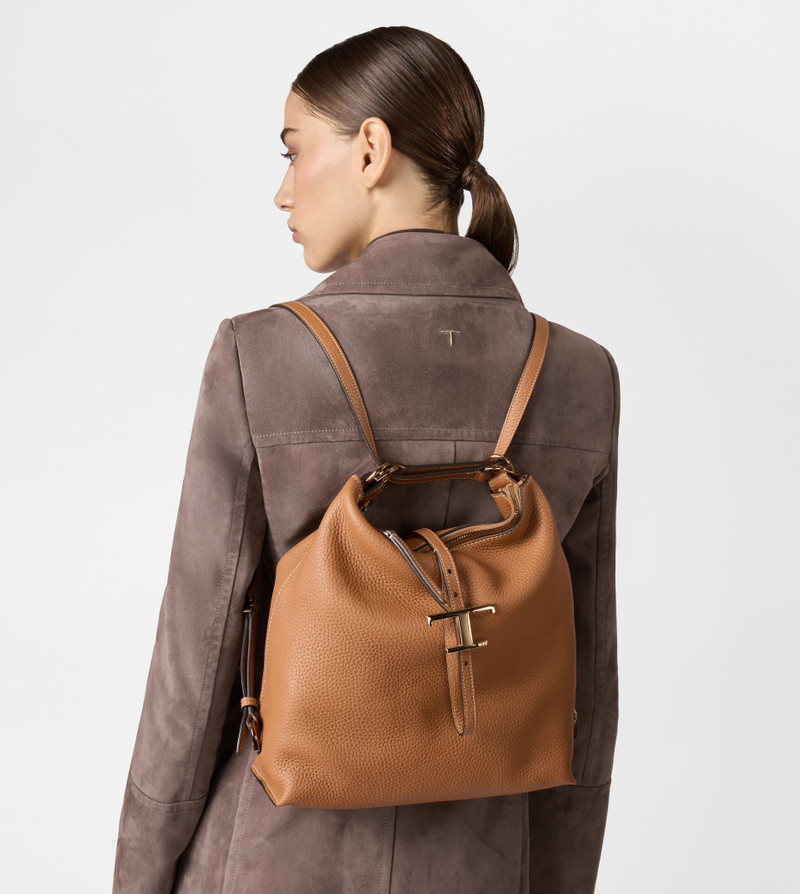 Tod's T TIMELESS SHOULDER BAG IN LEATHER SMALL - BROWN outlook
