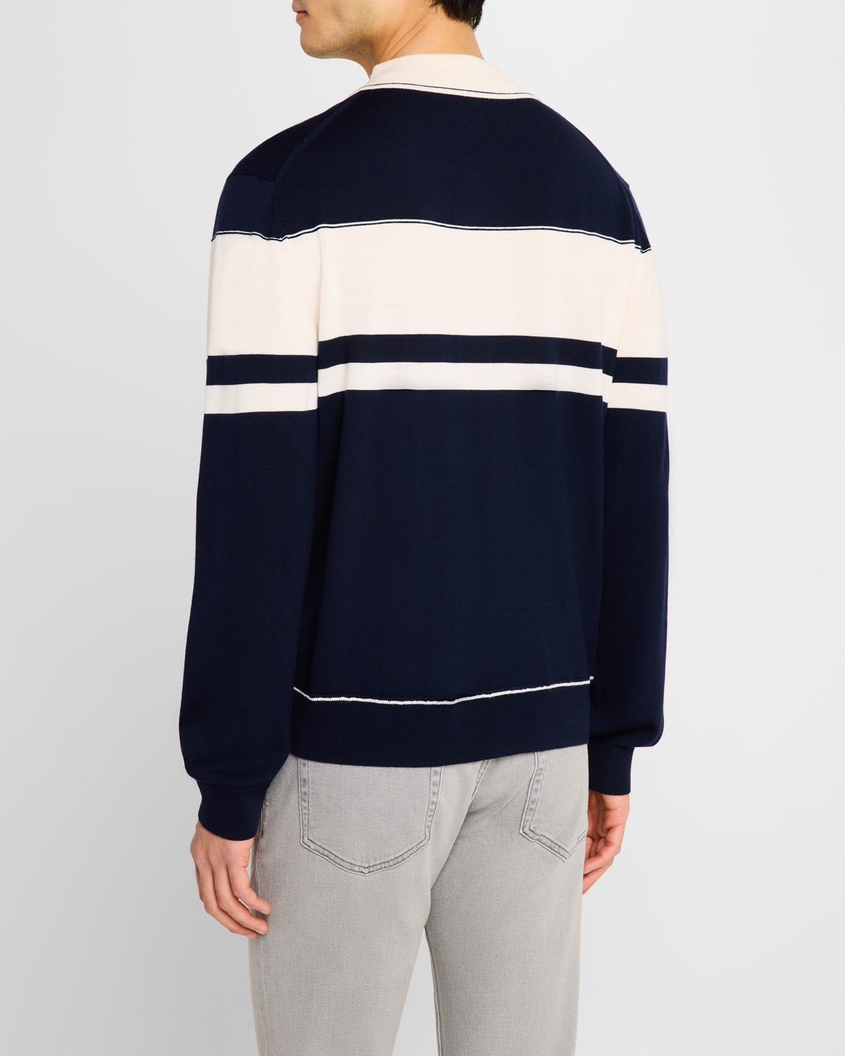 Men's Louis Wool Stripe Polo Sweater - 3