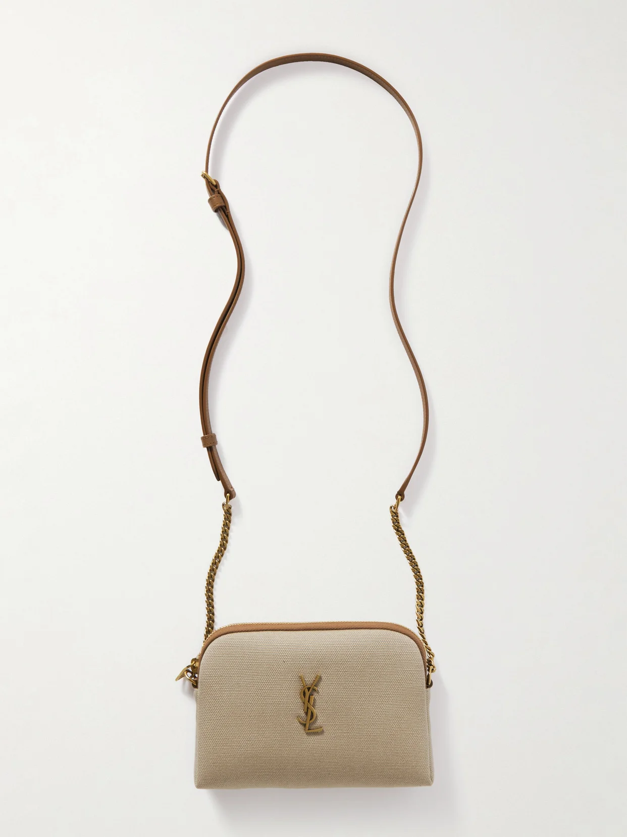 Gaby Mini Leather-trimmed Embellished Canvas Shoulder Bag - 1