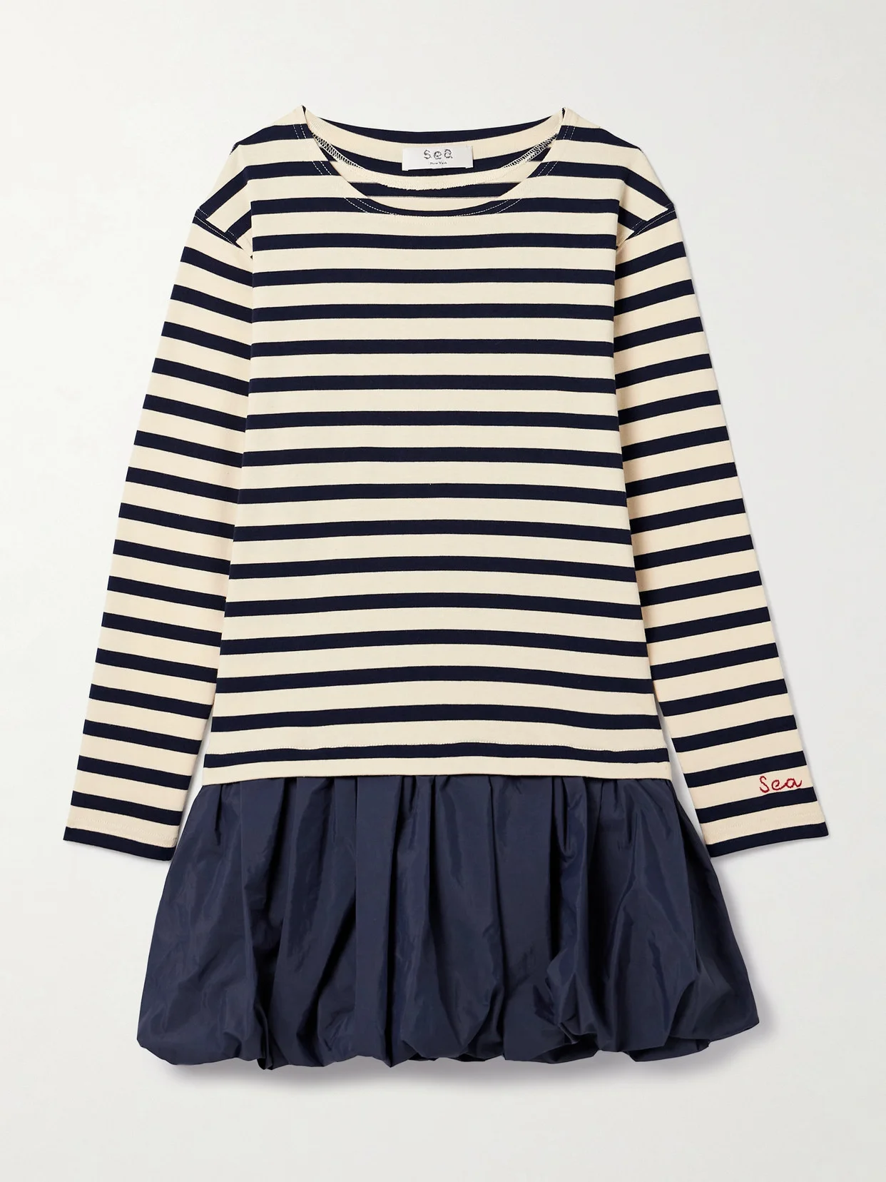 Athena Striped Cotton-jersey And Gathered Shell Mini Dress - 1