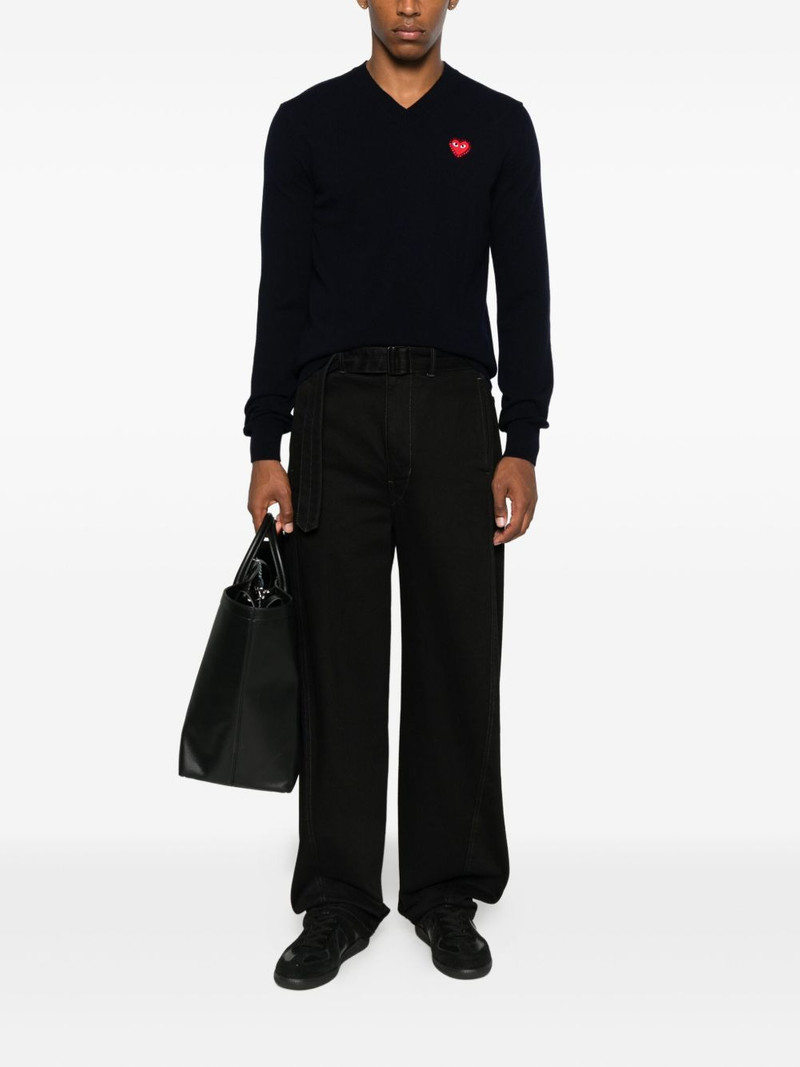 Comme des Garçons PLAY heart-emblem v-neck sweater outlook