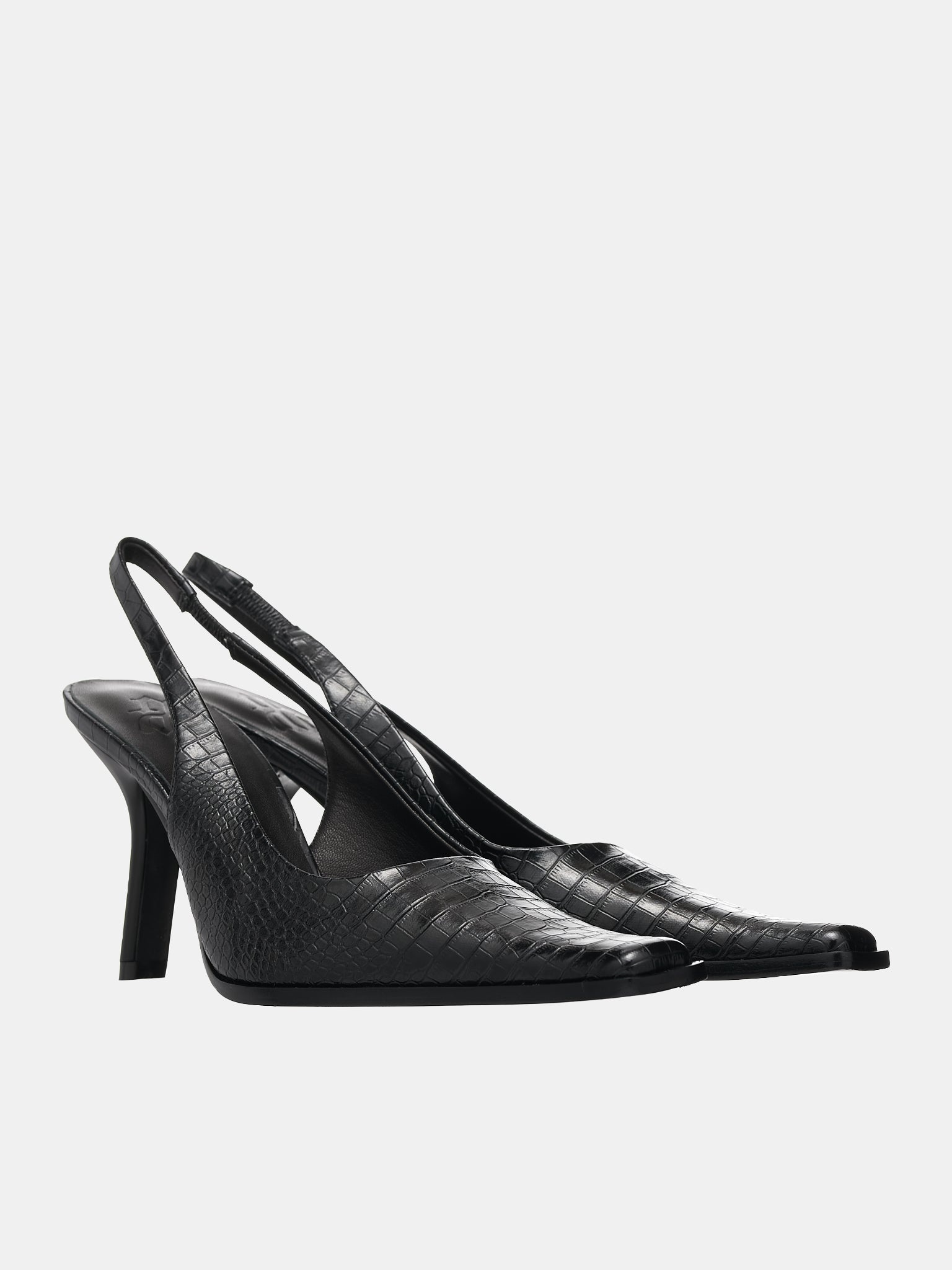 Croc Slingback Heels - 2