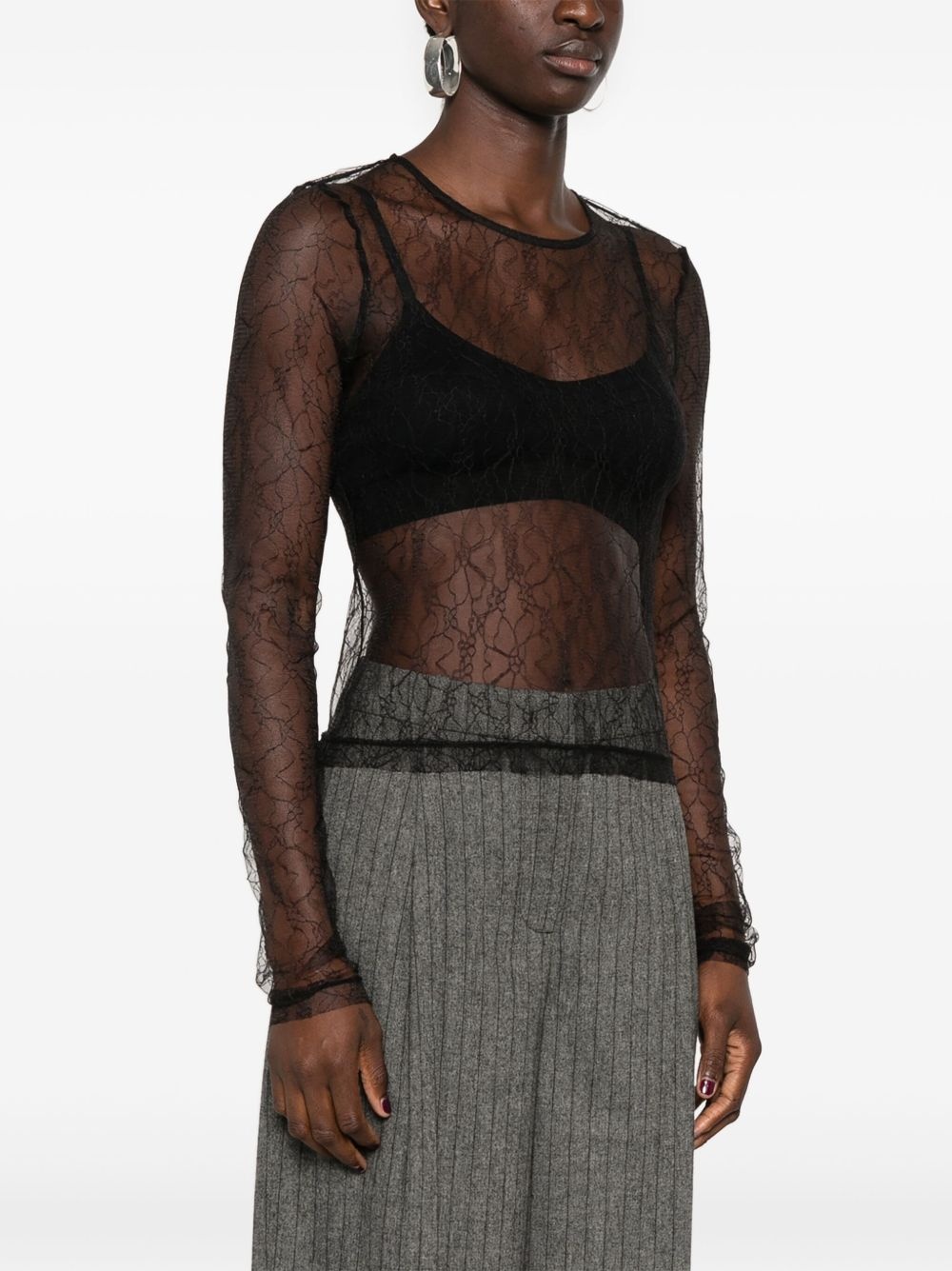 semi-sheer blouse - 3