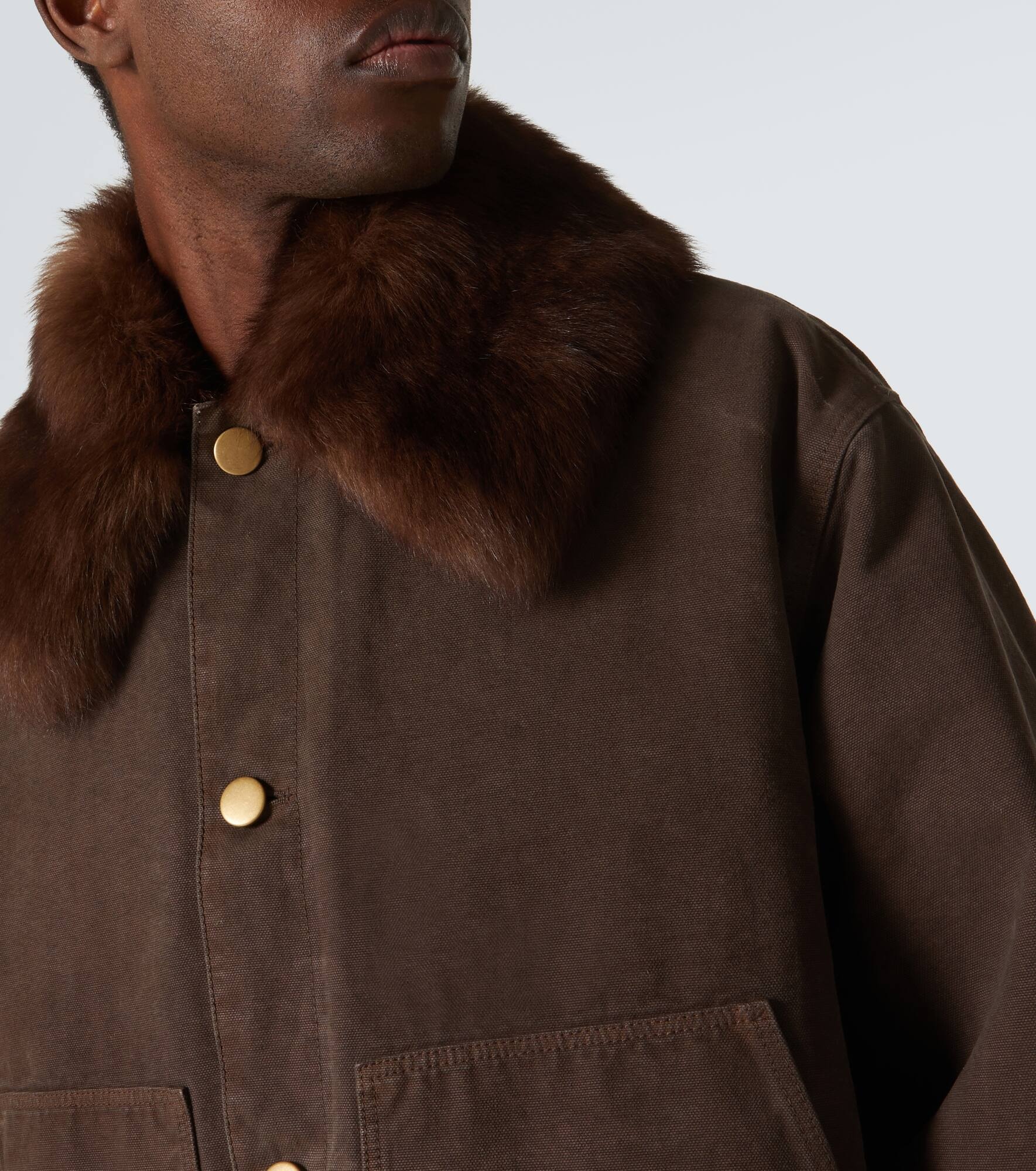 Shearling-trimmed cotton canvas jacket - 5