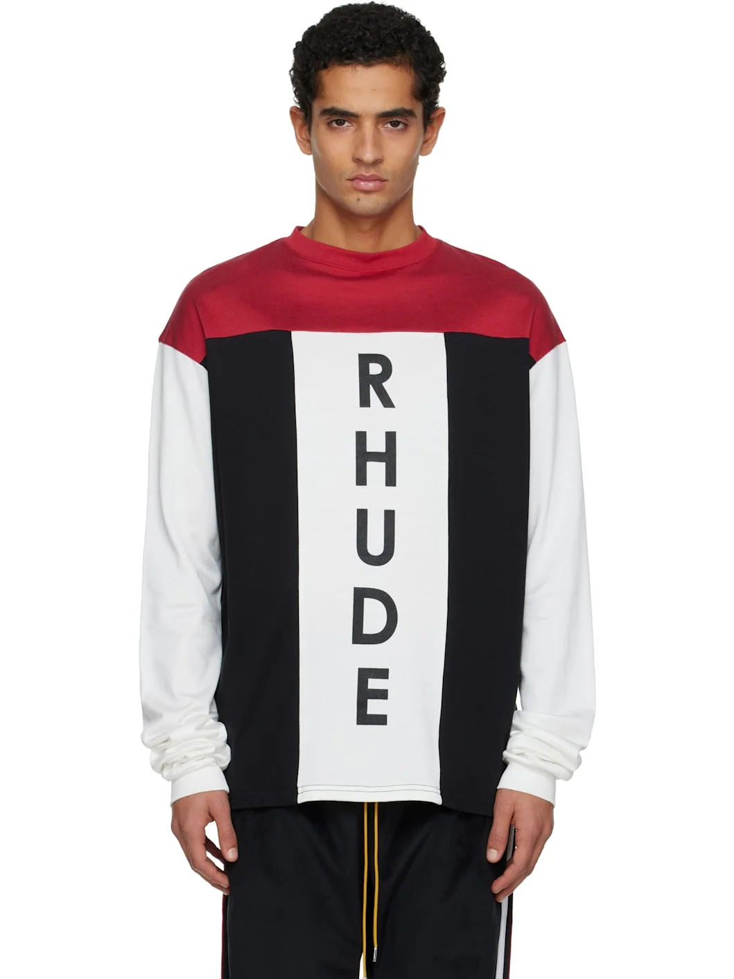 White & Black Intake Tri-Panel LS T-shirt - 1