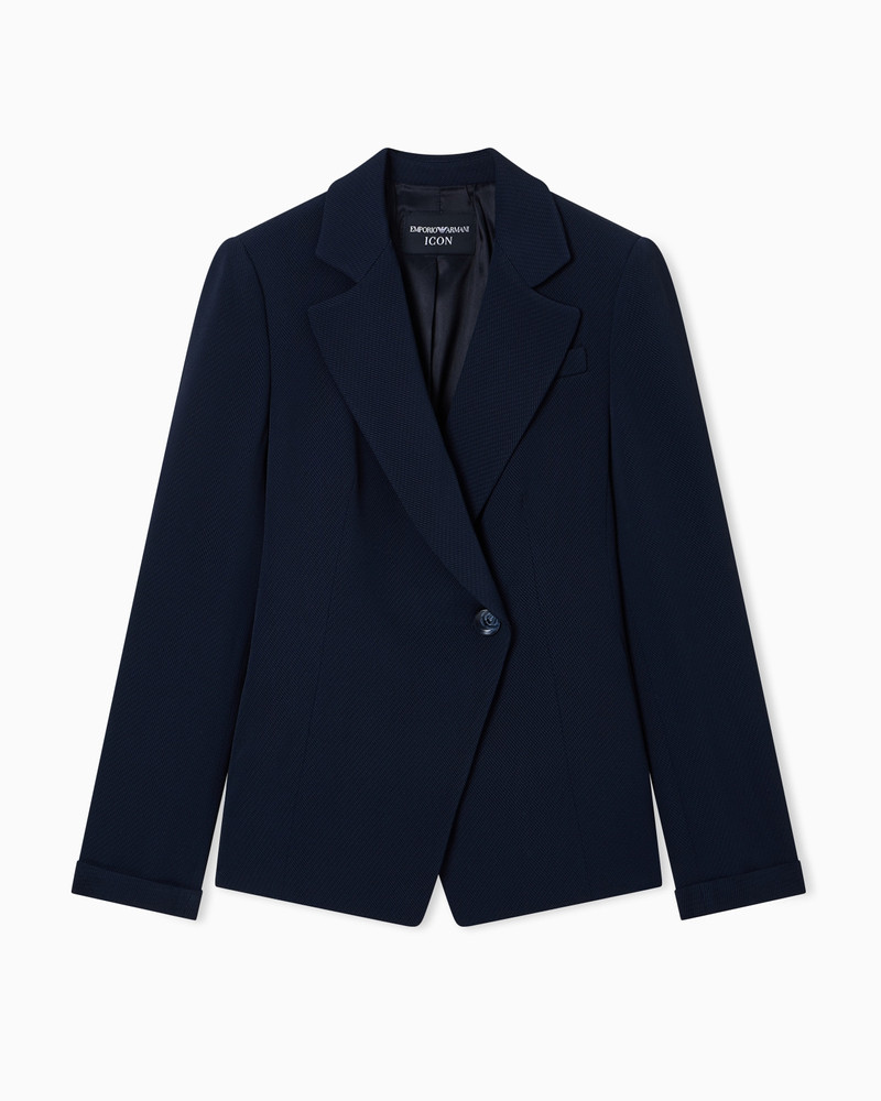 ICON SINGLE-BREASTED JACKET IN FLOWING, ARMURE FABRIC 1