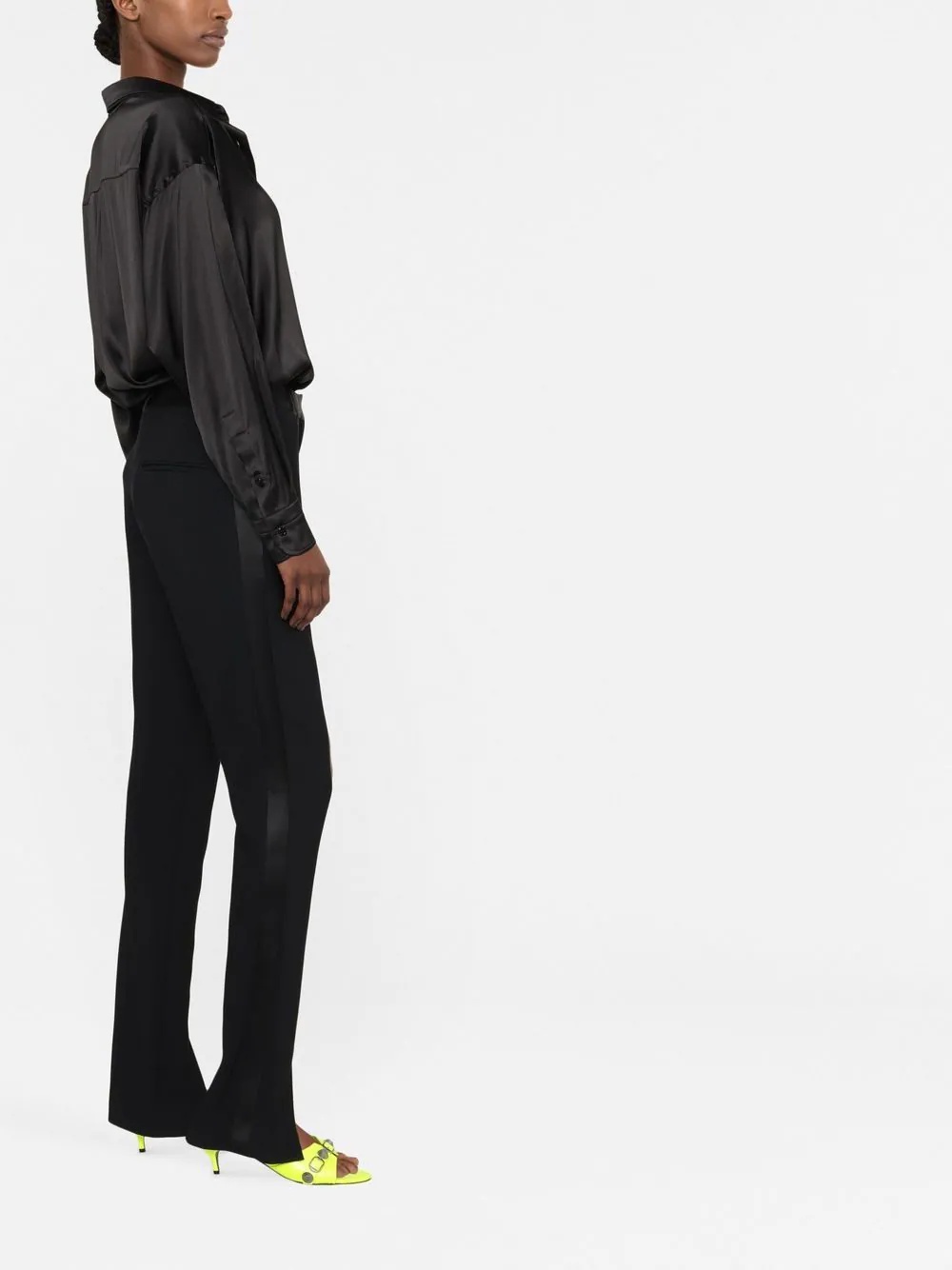 pointed-collar button-up shirt - 3