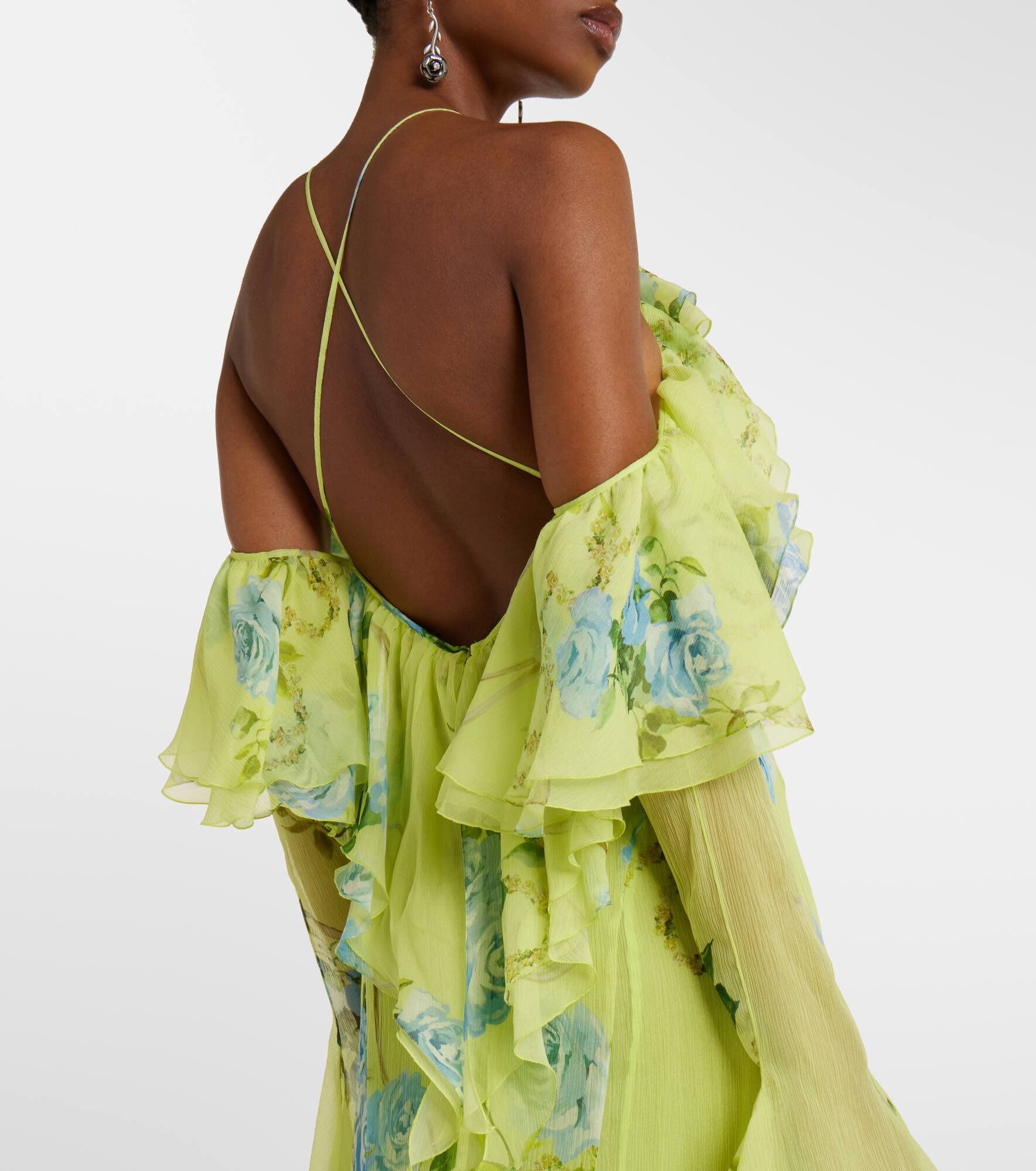 Floral silk crêpe gown - 5
