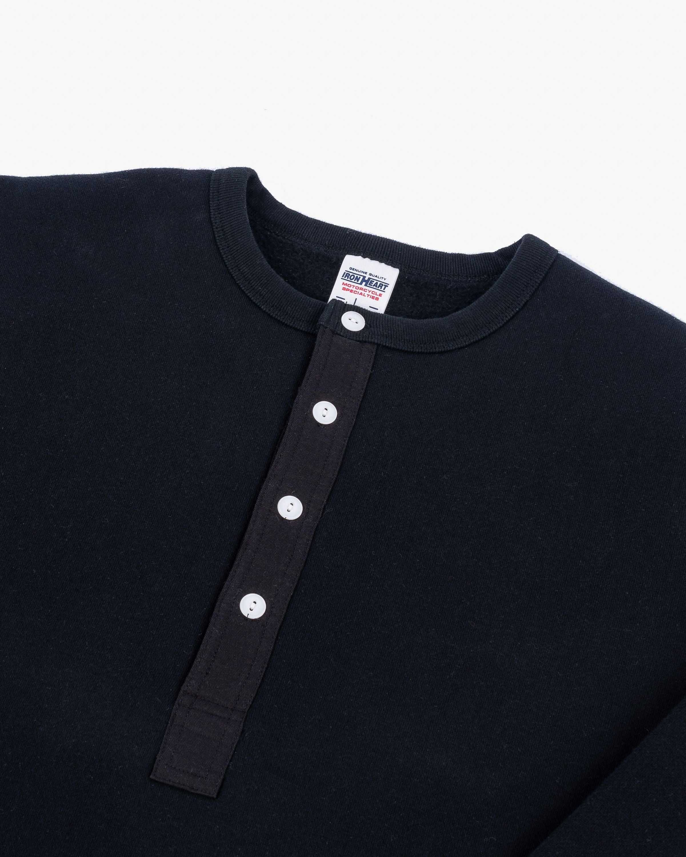 IHTL-2401-BLK 11oz Henley Long Sleeved Sweater Black - 2