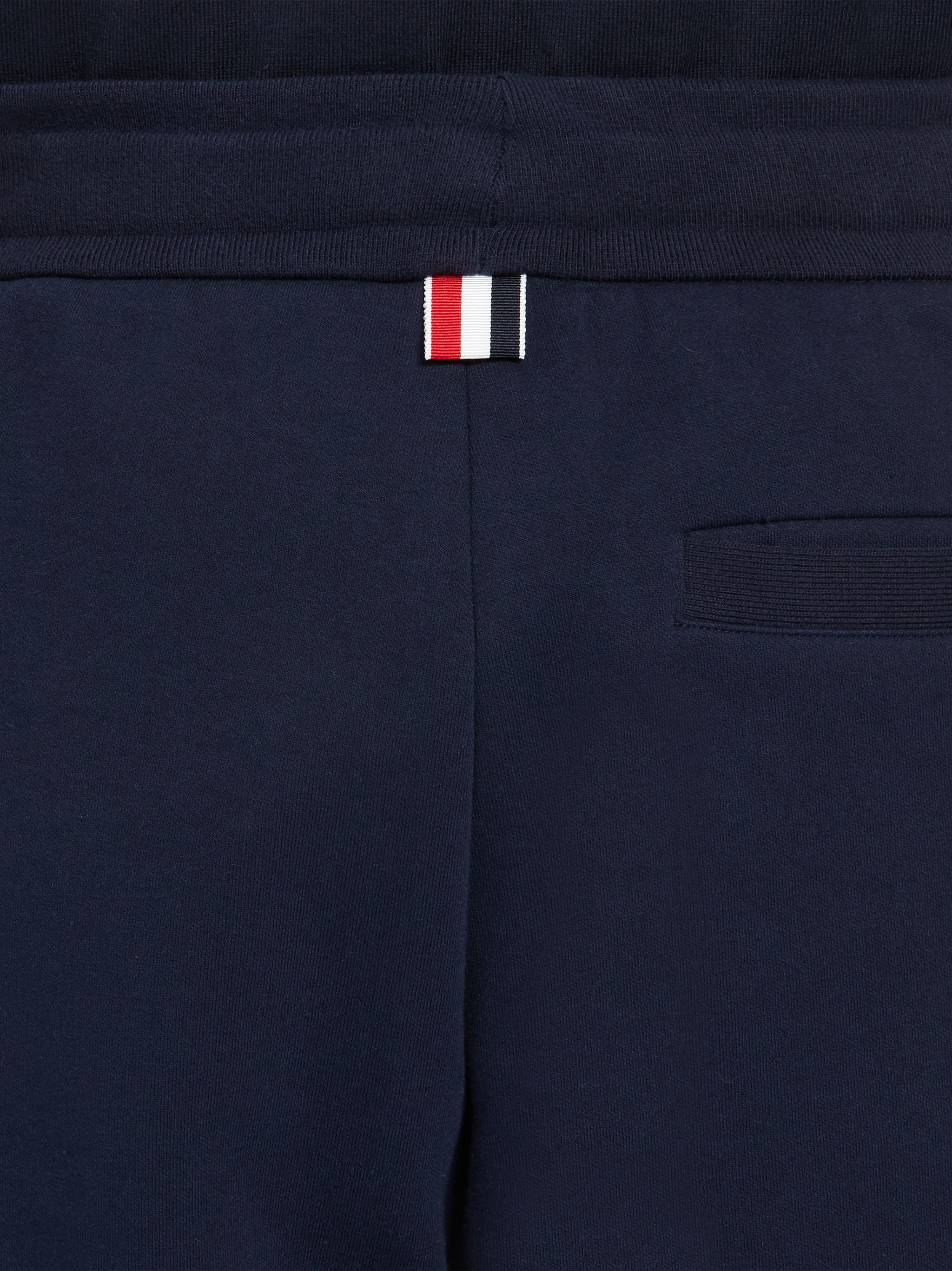 Navy Compact Double Knit Cotton Side Vent 4-Bar Sweatshorts - 6