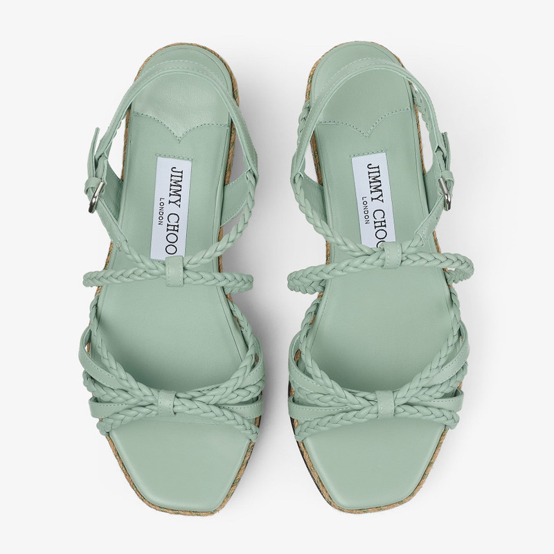 Nyra 60 Verde Nappa Leather Sandal Wedges 5