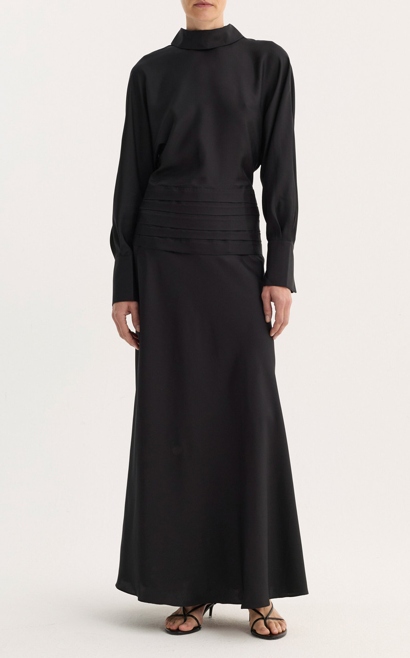 RÓHE Silk Tuxedo Maxi Dress black outlook