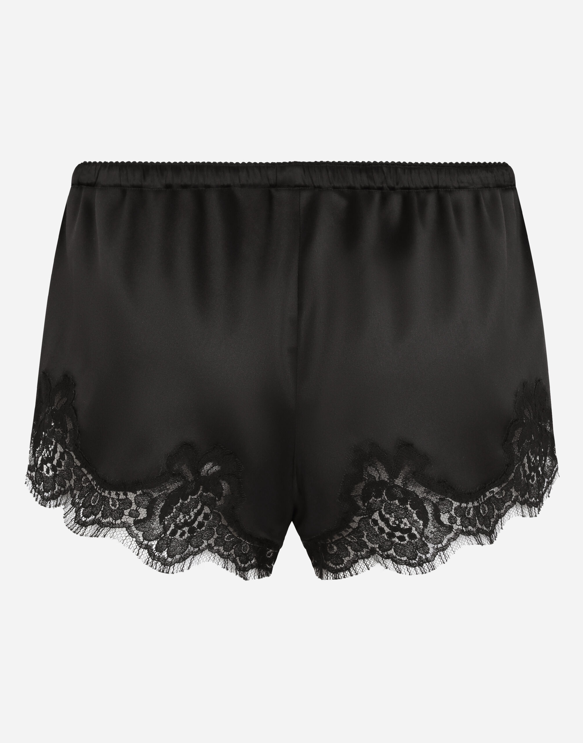 Satin lingerie shorts with lace detailing - 2