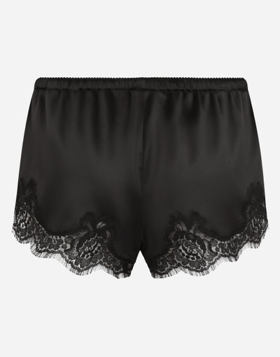 Dolce & Gabbana Satin lingerie shorts with lace detailing outlook