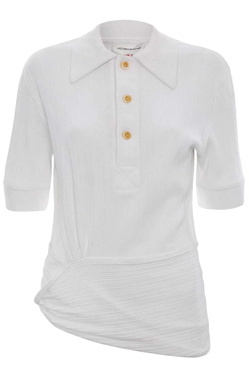 Twist Detail Polo Top - White - 1