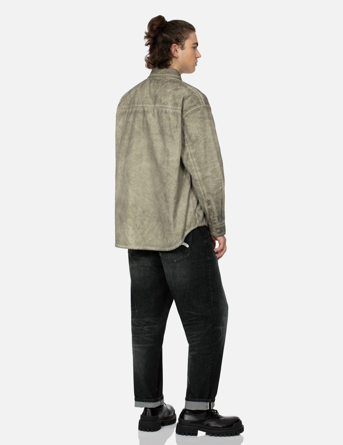 Washed Seagull Embroidery Loose Fit Shirt - 4