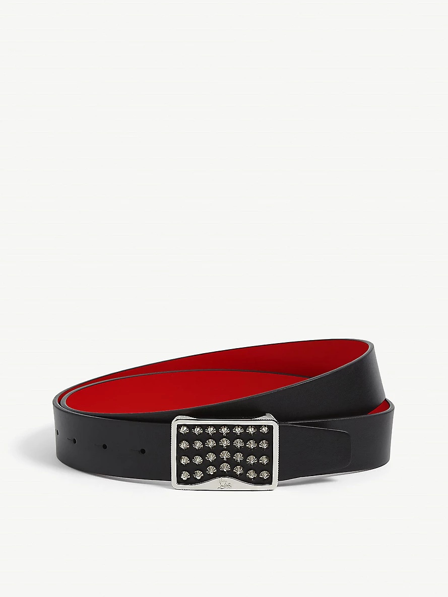 Louis stud embellished-buckle leather belt - 1